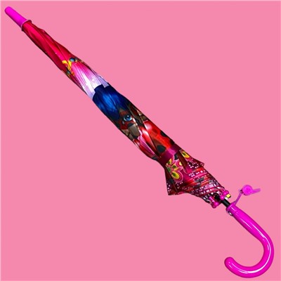 Зонт-трость для девочки с мультгероями полуавтомат Арт 005/1