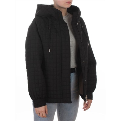 8039 BLACK Куртка стеганная демисезонная женская (100 гр. холлофайбер)