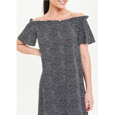 Black Polka Dot Bardot Dress