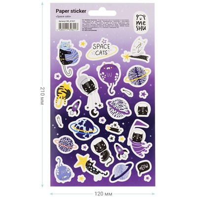 Наклейки бумажные MESHU "Space cats", 12*21см, 31 наклейка, европодвес