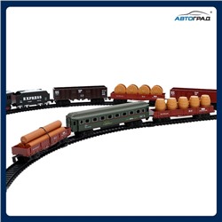 Железная дорога «Товарный поезд», с 9 вагонами, работает от батареек, свет