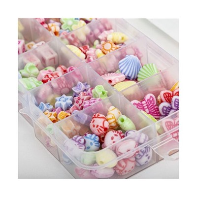 Набор BEADS SET для творчества и рукоделия,200 бусин,10 видов, пастель, нить, BRAUBERG KIDS, 664693