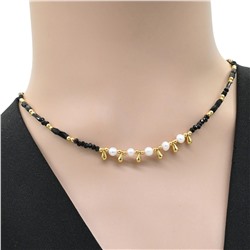 Чокер из циркона с жемчугом цвет черный, 41см.