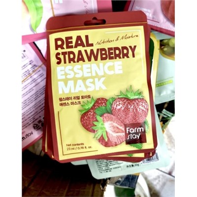 Тканевая маска с экстрактом клубники FarmStay , 23 гр