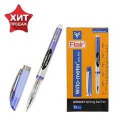 Ручка шариковая Flair Writo-Meter, узел- игла 0.6 мм (длина письма 10 км) масляная основа, шкала на стержне, синяя
