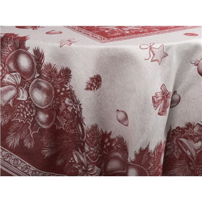 07с-21 ЯК Скатерть 150*220  "Новогодние игрушки" цв. бордо