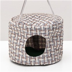 Подвесной дом для грызунов круглый, мебельная ткань, флис, 20×15 см, микс цветов