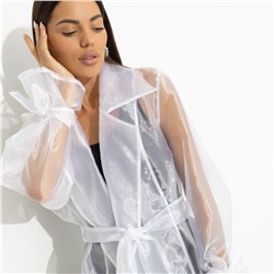 Кардиган из органзы, Разворот к счастью (белый, с поясом)