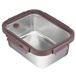 Ланч-бокс стальной со стеклянной крышкой, 1,8 л, сливовый