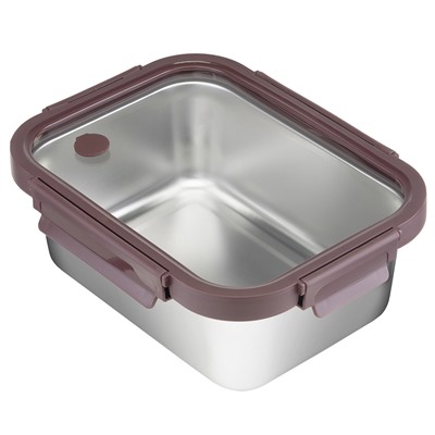 Ланч-бокс стальной со стеклянной крышкой, 1,8 л, сливовый