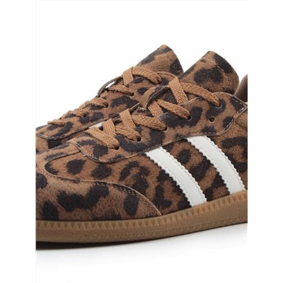 03-270-6PC LT. BROWN/LEOPARD Кеды женские (натуральная кожа)