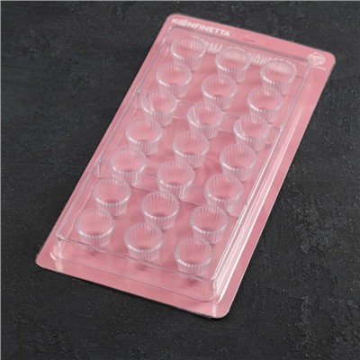 Форма для конфет и шоколада KONFINETTA «Конфетти», пластик, 27.5×13.5 см, 21 ячейка, прозрачная