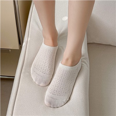 Boneless shallow mouth invisible socks vertical small flowers thin and transparent summer boat socks solid color short socks for women not to slip
