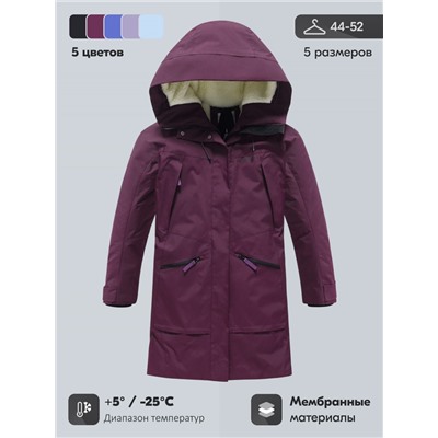 Парка зимняя женская с капюшоном бордового цвета 9538-1Bo