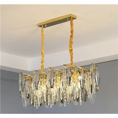 299-261 Люстра длина 100 см, ширина 40 см, выс. 35 см(х1)Стекло, нержавеющая сталь