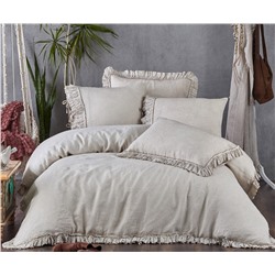 2 сп. Евро Комплект Постельного Белья Cotton Saten Miranda Bej Çift - EcoCotton