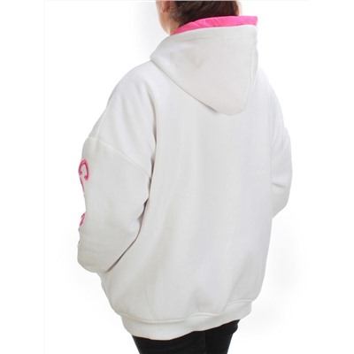 2562 WHITE/PINK Худи женское (50 гр. синтепон)