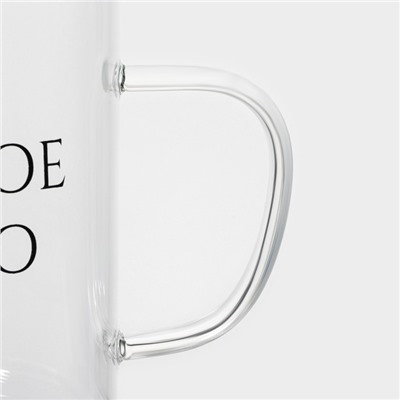 Кружка Доляна «Доброе утро», 400 мл, 12×8×10.5 см, стекло, прозрачная