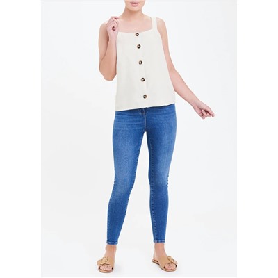 Linen Button Front Cami Top