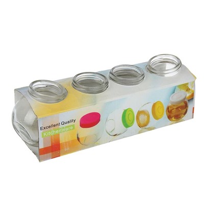 УЦЕНКА  Набор банок для сыпучих продуктов 4 шт по 200 мл "Блеск"