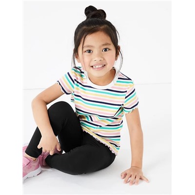 Cotton With Stretch Plain Leggings (2-7 Yrs)