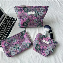 Quality retro capacious cosmetic bag, wallet, organizer bag, liner, handheld small clutch bag, flowered
