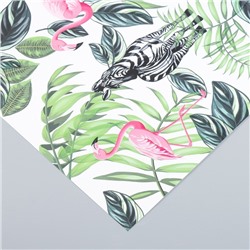 Бумага для скрапбукинга «Фламинго и зебры», плотность 180 г, 30.5×32 см