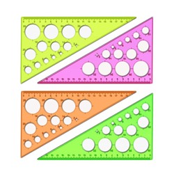 Треугольник «Стамм» Neon Cristal, 19 см, 30°, пластик, с окружностями, отливная шкала, европодвес, МИКС