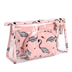 Набор косметичек 3 в 1 "Фламинго".