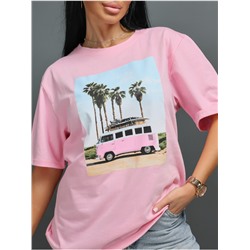 Футболка "Пальма" розовый женская