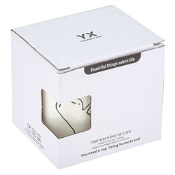 Кружка фарфоровая "Танцор" 370мл, д8,4см h10см, глянцевая глазурь, с деколью, цвет - белый, д/горла 8см, д/основания 7см, в подарочной коробке (Китай)