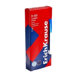 Ручка гелевая ErichKrause R-301 Classic Gel Stick, узел 0.5 мм, чернила синие, длина линии письма 600 метров