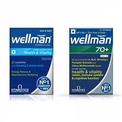 Набор добавок для мужчин (30 таб + 30 таб), Wellman Men's Health & Vitality 70+ Set, произв. Vitabiotics