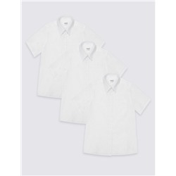 3pk Girls' Plus Fit Easy Iron School Shirts (4-18 Yrs)