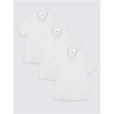 3pk Girls' Plus Fit Easy Iron School Shirts (4-18 Yrs)