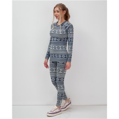 Комплект женского термобелья синего цвета 2520S