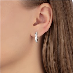 Серьги с фианитом родированные серебро 925*