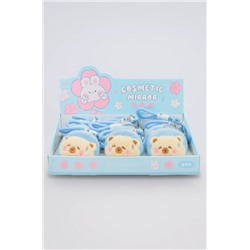 Плюшевое раскладное зеркало брелок "Capybara", голубое, шоу-бокс 12 шт.