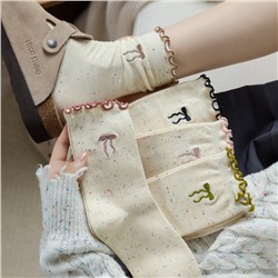 Tide, knee socks with bow, Japanese school skirt, with embroidery, mid-length