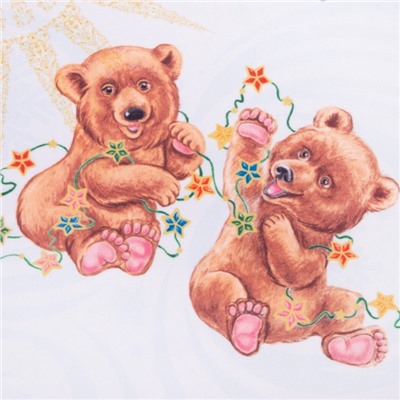 Комплект штор для кухни с подхватами «Новогодняя сказка» 145×180 см - 2 штуки, габардин