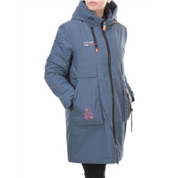 105-1 GRAY/BLUE Пальто демисезонное женское FAMILY (100 гр. синтепон)
