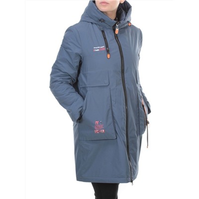 105-1 GRAY/BLUE Пальто демисезонное женское FAMILY (100 гр. синтепон)