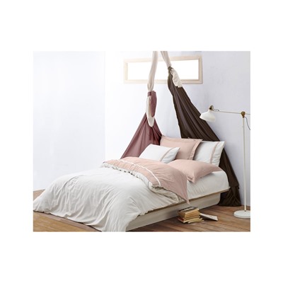 2 сп. Евро Комплект Постельного Белья Cotton Saten New Basic Pudra XL - EcoCotton
