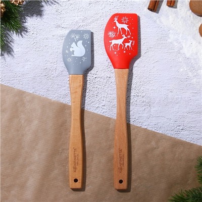 Лопатки силиконовые новогодние «Лесная сказка», 26×5 см, 23.3×4.3 см, 2 шт.