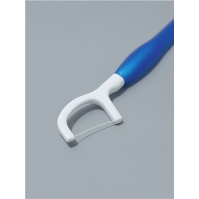 Зубная щётка, с зубной нитью, 10.5 см, набор - 2 шт., синяя