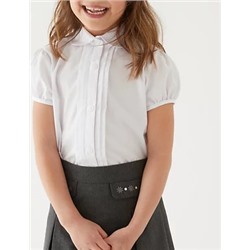 2pk Girls' Pintuck Easy Iron School Shirts (2-16 Yrs)