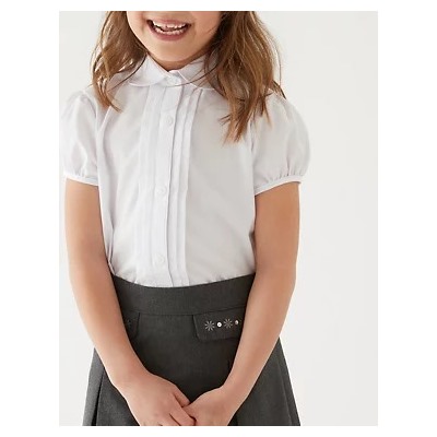 2pk Girls' Pintuck Easy Iron School Shirts (2-16 Yrs)