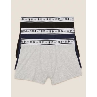3pk Cotton With Stretch Plain Trunks (6-16 Yrs)