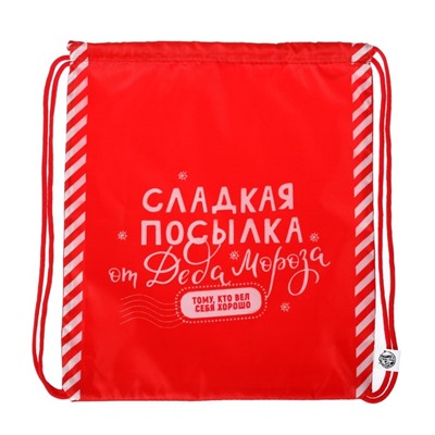 Новогодний мешок под сладости 290×340 мм, «Сладкая посылка от Деда Мороза» (мягкий полиэстер плотностью 210D)