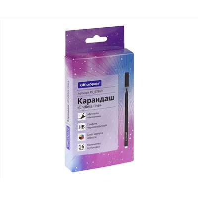 Карандаш ч/г с металлическим наконечником OfficeSpace "Endless line", HB, ассорти